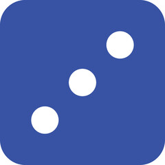 Blue Dice Face Three Icon on Transparent Background