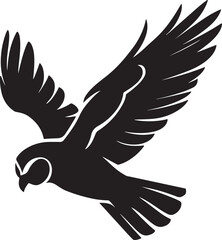 Silhouette of a bird of prey in flight with wings spread wide vector illustration