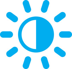 Cyan brightness and contrast icon symbol isolated on transparent background