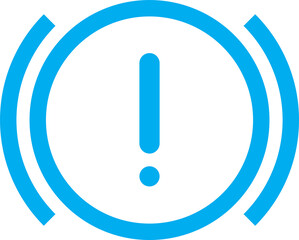 Cyan brake warning light dashboard car icon isolated on transparent background
