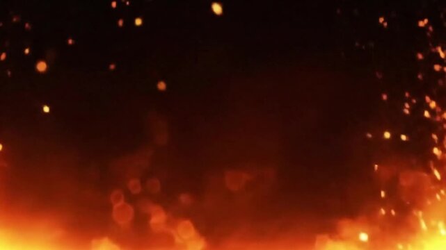 A mesmerizing fiery inferno with particles suspended in the air, flames licking upwards. Capture the heat and danger.