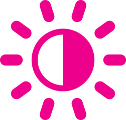 Pink brightness and contrast icon symbol isolated on transparent background