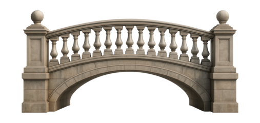 Elegant garden bridge with stone railings, ideal for expansive public parks.