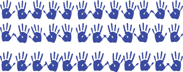Pattern of Blue Handprints Unity and Collaboration Design