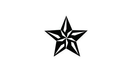 Obraz premium Black and white star graphic with internal geometric details against white