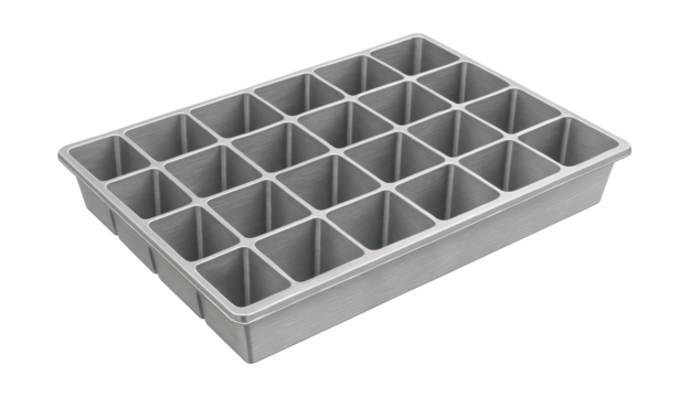 Lightweight aluminum seedling tray for easy transport between indoor and outdoor areas.