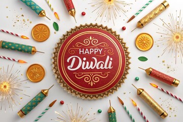 Graphic design for Diwali featuring large illuminated diya and radiant festive background.