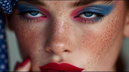 Striking portrait of a woman with bold makeup and style