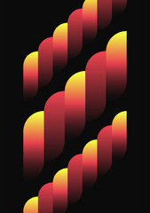 Abstract poster gradient capsule ribbons on black background