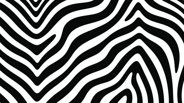 A graphic zebra pattern with black and white stripes creating an abstract animal skin design element
