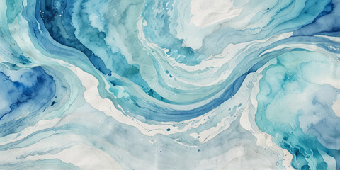 Top view on blue and white ocean wave background. Water  ocean wave white and soft blue aqua, teal and marble texture. © Vactor Viky