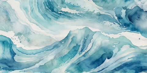 Top view on blue and white ocean wave background. Water  ocean wave white and soft blue aqua, teal and marble texture. © Vactor Viky