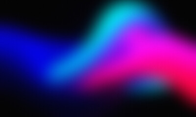 Blurred abstract gradient of blue, cyan, and magenta light on black