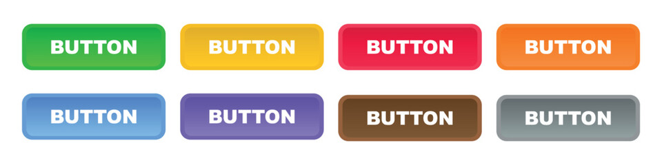 Set of 3d elegant round buttons in soft UI style, different colors.Web buttons flat design template with color gradient and thin line outline style