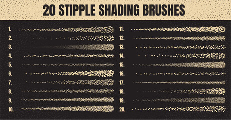 Obraz na płótnie Canvas Ink scatter brush, stipple drawing and texturing. Fading gradient. Stippling, dotwork drawing, shading using dots. Halftone disintegration effect. White noise grainy texture. Vector illustration Obraz na płótnie Canvas Ink scatter brush, stipple drawing and texturing. Fading gradient. Stippling, dotwork drawing, shading using dots. Halftone disintegration effect. White noise grainy texture. Vector illustration