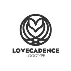 LOVE CADENCE logo with heart-wing emblem enclosed in circle, symbolizing love, rhythm, and elegant harmony