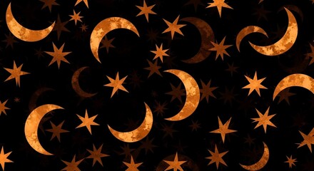 Celestial dreams in vintage gold, create magical designs with this star and moon pattern that evokes a dreamy and mystical feeling for autumn themes