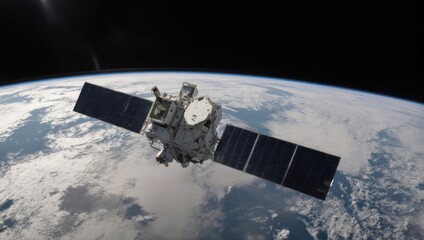 Satellite orbiting Earth providing communication and observation services.