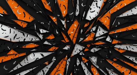 Eerie Halloween background featuring bats and crescent moons in orange, black, and silver for spooky season designs and holiday marketing