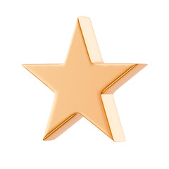 golden 3d star icon isolated on transparent background