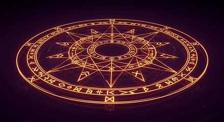 Mysterious glowing occult symbol with runic inscriptions for fantasy, game design, or ritual concepts, perfect for digital art and imaginative projects