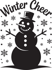 Minimal Vector Snowman Silhouette