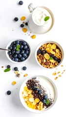 Yogurt parfait with granola and blueberries
