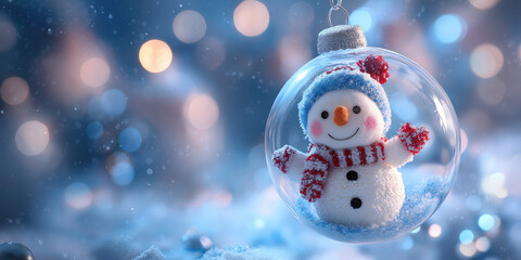 A snowman in a hard hat and gloves intently uses a tablet with a stylus, set against a dark, glowing industrial background. created by ai