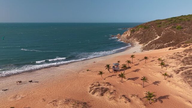 Aerial view of Malhada Beach, Jericoacoara village - Jijoca de Jericoacoara, Cear&aacute;, Brazil