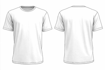 Naklejka premium Plain white t-shirt design displayed from front and back views for casual wear