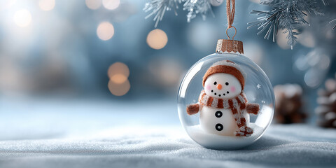 A snowman in a hard hat and gloves intently uses a tablet with a stylus, set against a dark, glowing industrial background. created by ai