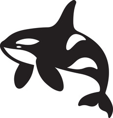 Black and white orca killer whale silhouette marine animal, Ocean wildlife killer whale vector graphic © jakircreativedesign