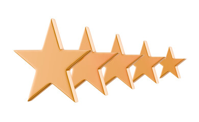 3d gold star icons on transparent background
