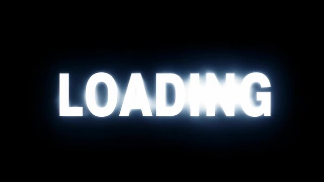 The word "LOADING" appears with a bright, glowing effect. This digital animation signifies progress or a waiting state.