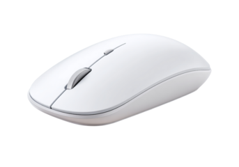 White wireless computer mouse isolated on a transparent background