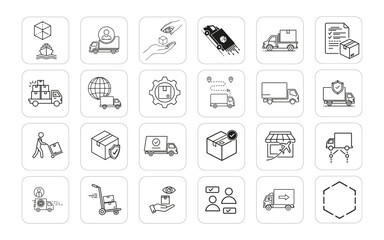 Logistics Line Icon Set Vol. 1 | Delivery, Shipping, Cargo, Transportation, Warehouse, Supply Chain Vector Icons