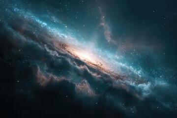 Fototapeta premium A stunning nebula, bursting with stellar light and cosmic clouds, evokes a sense of wonder and the vastness of space.