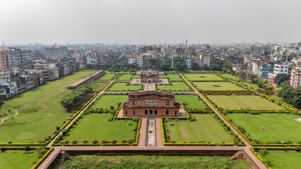 Aerial View of  The Lalbagh Fort is a historic fort situated in the old city of Dhaka, Bangladesh....