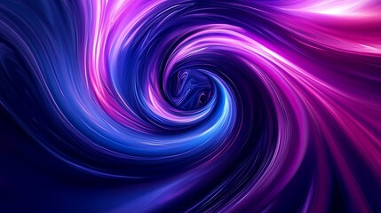 Abstract swirling vortex of vibrant purple and blue light trails