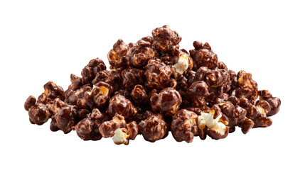 Obraz premium Chocolate covered popcorn pile isolated on a transparent background