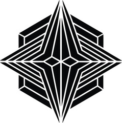 Abstract geometric pattern of intersecting lines and shapes in dynamic composition isolated on transparent background