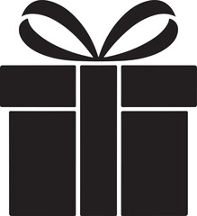 Black Gift Box Vector Silhouette