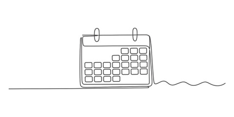 Abstract continuous one line drawing of a calendar representing time and planning vector
