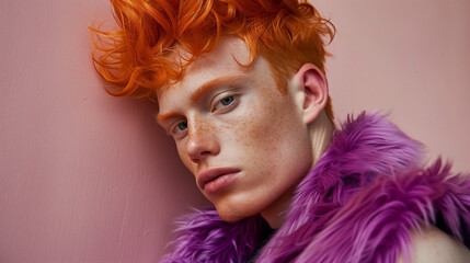 Naklejka premium A young man with his own unique style, expressing his attitude with confidence and individuality.