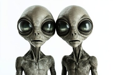 The alien couple is shown embracing while isolated on a transparent background