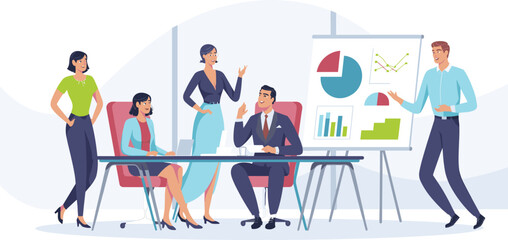 Business team presenting project analysis report