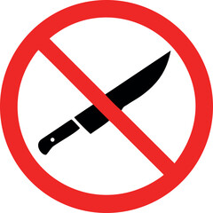Knives not allowed vector icon. knife symbol silhouette vector. no knife no weapon vector illustration