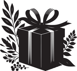 Black Gift Box Vector Silhouette
