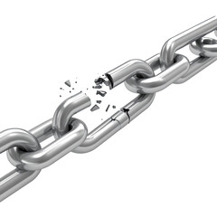 Obraz premium A close-up view of a broken silver chain against a black background, symbolic of freedom