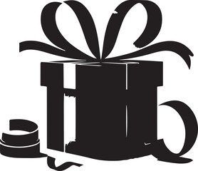 Black Gift Box Vector Silhouette